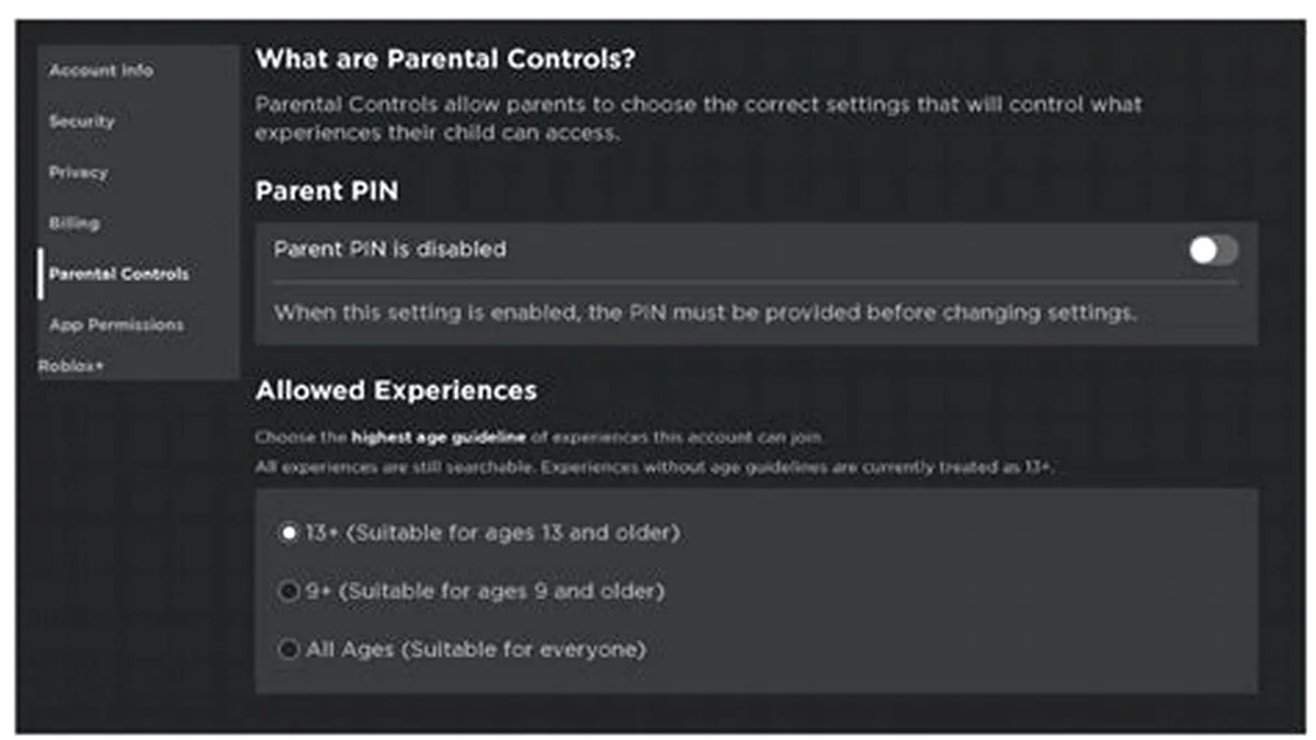 roblox parental controls